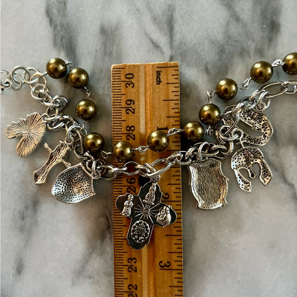 God Charm Bracelet Armor of God ~ Vintage Austrian Copper Pearls - Picture 4 of 12